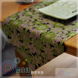 新中式风格低调华美小花桌旗 创意桌旗布艺 刺绣绸缎花朵桌旗桌布