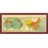 组合地图 铜箔画交通版教学中国地图世界地图铜制装饰挂画三奇帝