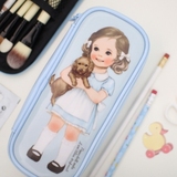 韩国afrocat可爱洋娃娃化妆包长款多功能收纳包 亮面皮质笔袋 P号