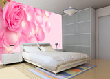 大型壁画客厅电视沙发背景婚房床头背景 粉色玫瑰花瓣壁纸墙纸