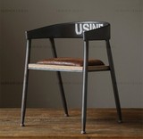法式LOFT铁艺餐椅复古电脑椅做旧实木办家具公椅休闲沙发椅子