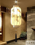 江南布艺中式古典布艺手绘 荷花 吊灯 客厅书房卧室 中式吊灯