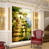 3d大型壁画 墙纸壁纸客厅沙发书房北欧地中海风景油画布特价