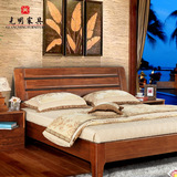 光明家具 1.5米简约水曲柳双人床 现代中式全实木床水曲柳床1.8