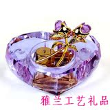 水晶钢琴八音盒 紫色心形透明音乐盒 生日结婚情人节礼物摆件包邮