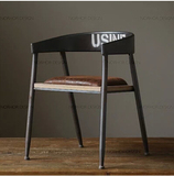 美式乡村铁艺吧台椅田园带坐垫餐椅欧式复古铁艺休闲椅实木椅工业