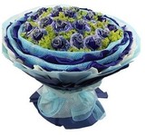 21朵蓝玫瑰花束情人节鲜花速递全国配送海口鲜花三亚琼山琼海鲜花