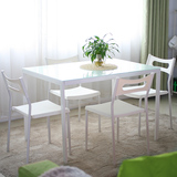 时尚钢化玻璃白色金属架简约小户型餐桌创意简易小号饭桌餐桌餐台