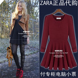 Zara秋冬季新款女装 欧美连衣裙长袖针织打底裙子加厚修身气质