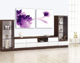现代时尚|客厅电视背景墙无框画|装饰版画|两幅墙壁挂画|紫恋