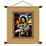 欧式卷轴画圣诞装饰画挂画圣经画像圣像肖像耶稣基督牧羊好牧人1