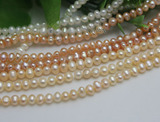 天然粉珍珠散珠长链 紫珍珠 白珍珠半成品长链4-10MM