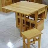 特价折叠桌实木餐桌椅组合一桌四凳简约环保小户型餐桌饭桌可伸缩