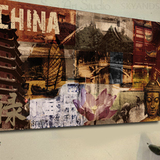 中国古风大幅无框装饰画 佛像荷花古塔风景 中式客厅壁画墙画挂画