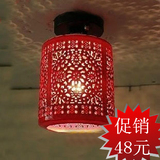特价促销吸顶灯中式陶瓷灯具喜庆中国红灯笼玄关灯走廊过道阳台灯