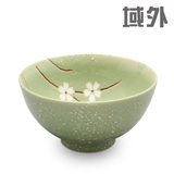 域外 日式釉下彩陶瓷 绿野樱花中平饭碗 日本进口陶瓷饭碗面碗