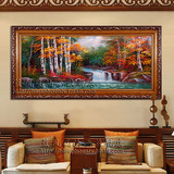 现代中欧式家居客厅大厅山水风景油画有框装饰画 白桦林聚宝盆