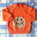 纯手工编织儿童羊毛毛衣/婴儿毛衣新生儿毛线衫澳毛 可爱卡通笑脸