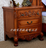 欧式复古实木床头柜桦木美式做旧乡村仿古床边收纳柜储物卧室家具