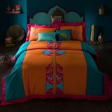 外贸出口个性波西米亚民族风欧式被套床单古典绣花纯棉四件套床上