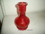 老物件50/60年代红色老玻璃花瓶.花插 可使用.橱窗装饰.摆设道具