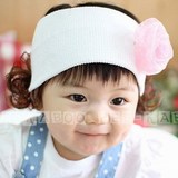 3596韩国进口淑女玫瑰花婴儿童发带 宝宝全棉假发发带 配饰 发饰