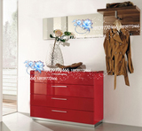现代时尚创意红色钢琴烤漆门厅柜  抽屉柜衣帽架挂衣柜衣帽柜组合