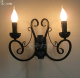 铁艺地中海壁灯双头美式田园客厅餐厅蜡烛壁灯卧室灯镜前灯LED