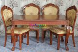 包邮欧式餐桌椅美式长方形仿古餐台实木饭桌子雕花1.2米/2米橡木