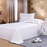 宾馆酒店家用纯棉缎条床单全棉面料条纹白色加密一等品包邮