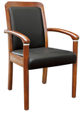 促销会议室椅子四脚实木办公椅带扶手靠背椅麻将特价班前皮艺凳子