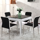 烤漆正方形餐桌小户型伸缩长方桌全实木可折叠钢化玻璃餐桌椅组合