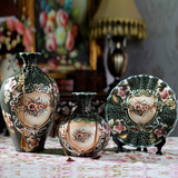 现代中式简约陶瓷三件套花瓶花插 时尚家居客厅工艺摆件摆设玄关