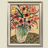 【预】宋庄手绘花卉美式抽象简约欧式油画简欧装饰画《玻璃花瓶》