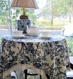 中式古典 青花瓷 棉麻桌布 桌布桌旗 餐桌布 茶几布 可定做