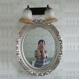 特价欧式仿古浴室镜地中海小号椭圆卫生间台盆卫浴镜壁挂装饰镜子