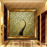 手工家居纯手绘油画欧式有框装饰画电表箱客厅走廊玄关竖抽象孔雀