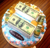上海实体蛋糕店数码生日蛋糕美元英镑钱币蛋糕钞票定制巧克力金币