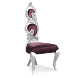 新古典家具形象欧式实木装饰高背椅子时尚餐椅紫红色前台接待特价