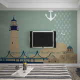 大型壁画地中海油画风景手绘环保无纺布墙纸定制酒店KTV专用壁布