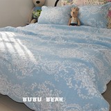 粉蓝全棉空调被夏凉被单件春夏床盖衍缝床单绗缝被三件套特价包邮