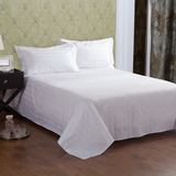 酒店宾馆客房床上用品批发白色床单被单全棉加厚缎条厂家定做特价