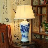 景德镇传统手绘青花陶瓷器中式装饰台灯 明清风格客厅大灯具