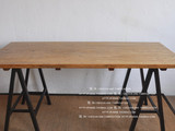 美式铁艺实木餐桌 松木A字型桌脚 大班台办公桌 工作台 绘图书桌