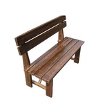 带靠背碳化防腐木桌椅 户外实木餐椅 复古咖啡色长凳椅子公园椅子