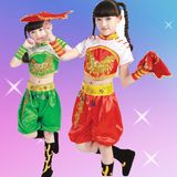 2016新款儿童演出服短袖灯笼中裤少数民族舞木兰装蒙古舞台表演服