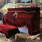 猛士钢琴罩全罩欧式高档布艺钢琴套加厚丝绒红色钢琴布琴罩防尘罩