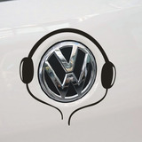 耳机个性车标装饰贴 反光汽车贴纸装饰 大众车标贴 汽车改装贴画