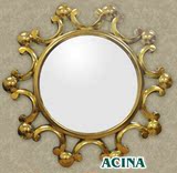 阿西娜新古典壁挂浴室镜子 玄关装饰镜 卧室梳妆化妆镜 餐台墙镜