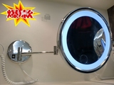 酒店壁挂式超薄带led灯单面美容镜子浴室化妆镜放大10英寸伸缩镜